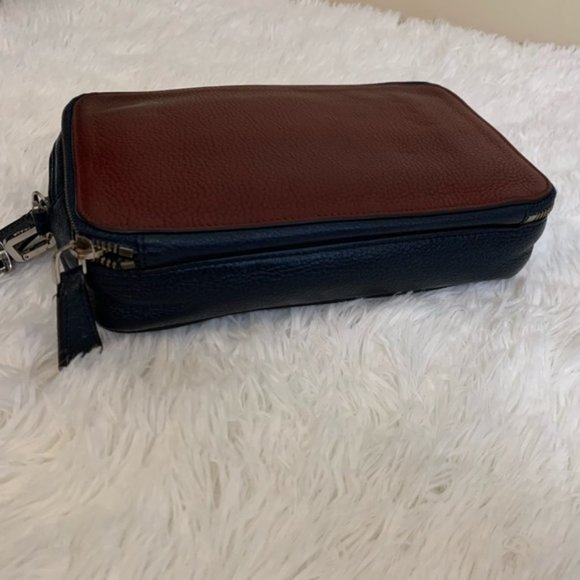 Prada Saffiano Leather Zippered Travel Organizer Blue & Burgundy - Picture 11 of 16